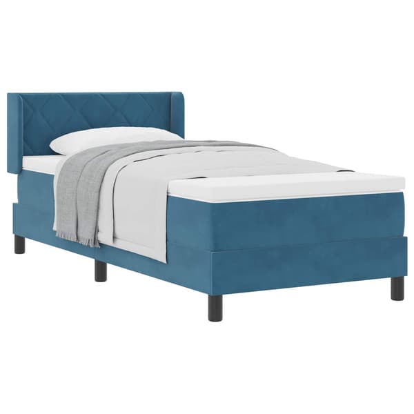 vidaXL Box spring seng med madras Mørk blå 190 x 90 cm Polyester