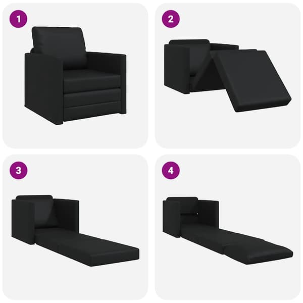 vidaXL Sovesofa 60cm Sort Kunstlæder