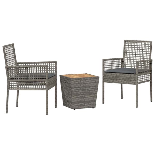 vidaXL Have Bistro Sæt 3 pcs Grå polyrattan