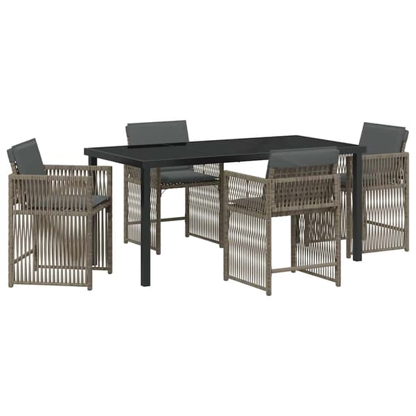 vidaXL Have Spisebordssæt 5 pcs Grå polyrattan