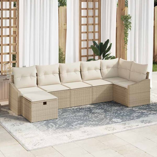 vidaXL Sofa Sæt med pude 7 pcs polyrattan