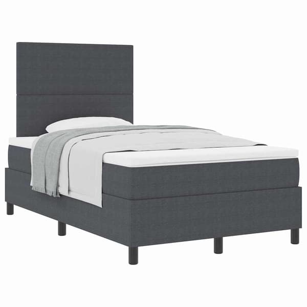 vidaXL Box spring seng Mørkegrå og Hvid 120 x 190 cm Velourstof