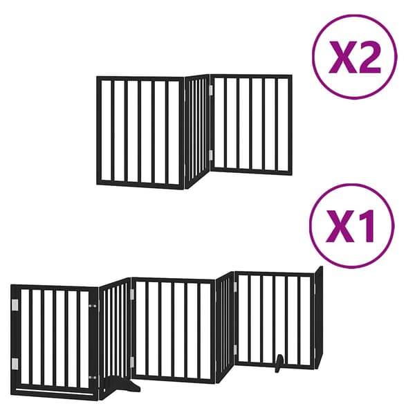 vidaXL Hundegitter foldbart 12 paneler sort 600 cm poppeltræ