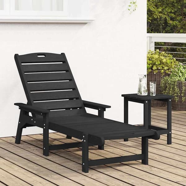 vidaXL Solstol Sort 195,5 x 53 x 98,5 cm HDPE
