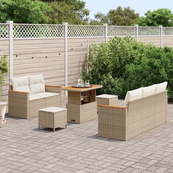 vidaXL Havesofa Sæt 8 pcs Beige polyrattan