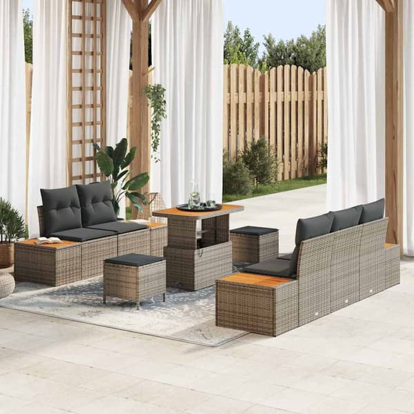 vidaXL Havesofa Sæt 8 pcs Grå polyrattan