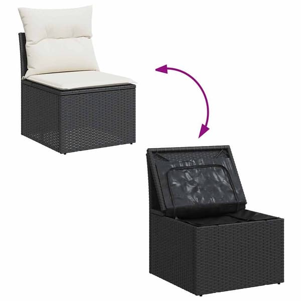 vidaXL sofasæt til haven 7 dele med hynder polyrattan akacietræ sort