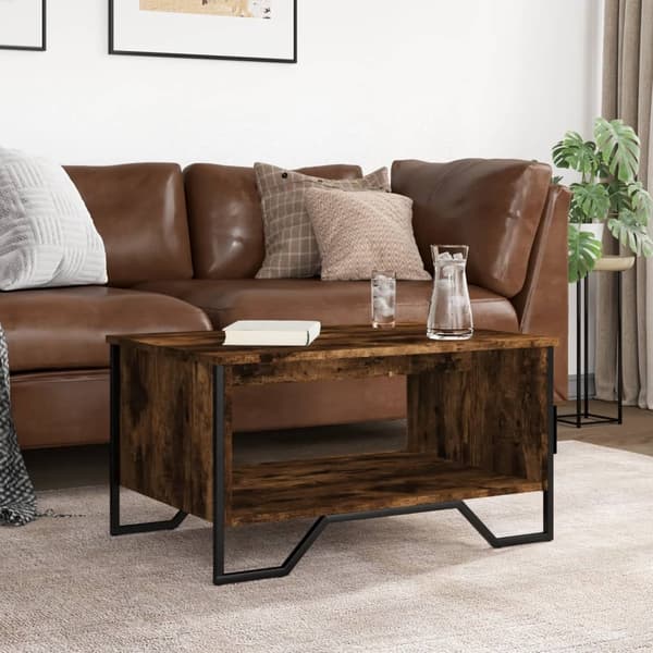 vidaXL sofabord 75x51x40 cm konstrueret træ røget egetræsfarve