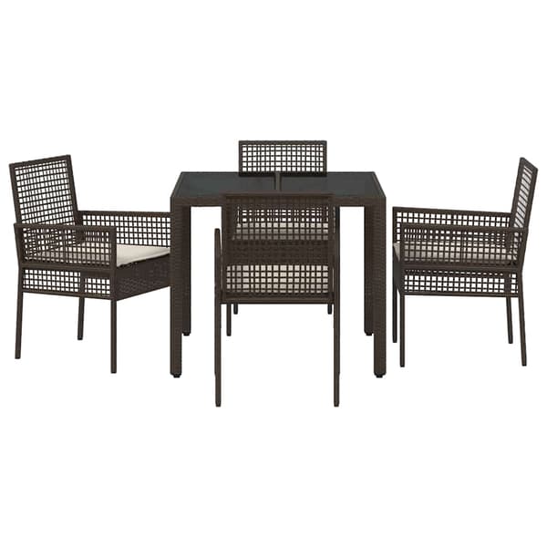 vidaXL Have Spisebordssæt 5 pcs Brun polyrattan