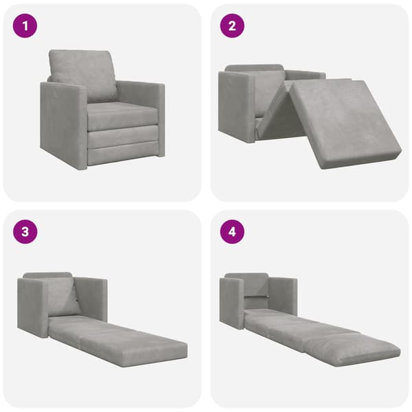 vidaXL Sovesofa 60cm Lysegrå Fløjl