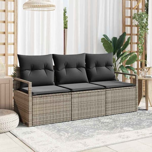 vidaXL Sofa Sæt 3 pcs Grå polyrattan