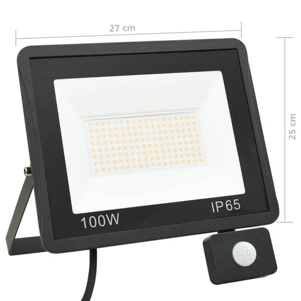 vidaXL LED-projektør med sensor 100 W kold hvid