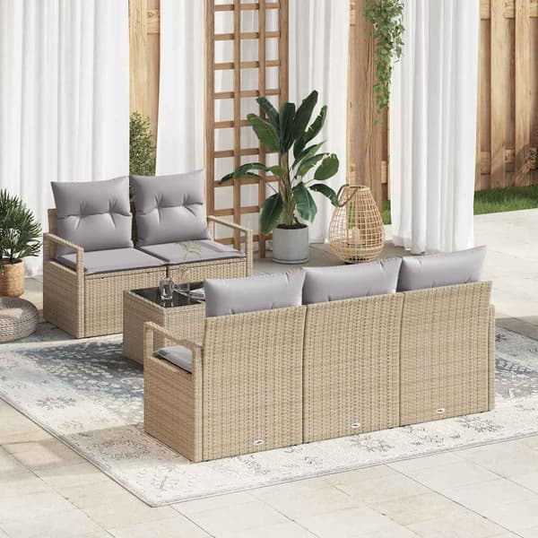 vidaXL Sofa Sæt 6 pcs Beige og grå polyrattan