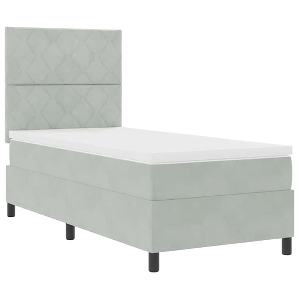 vidaXL Box spring seng med madras Lysegrå 100 x 200 cm Fløjl