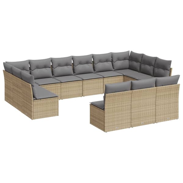vidaXL sofasæt til haven 13 dele med hynder polyrattan beige
