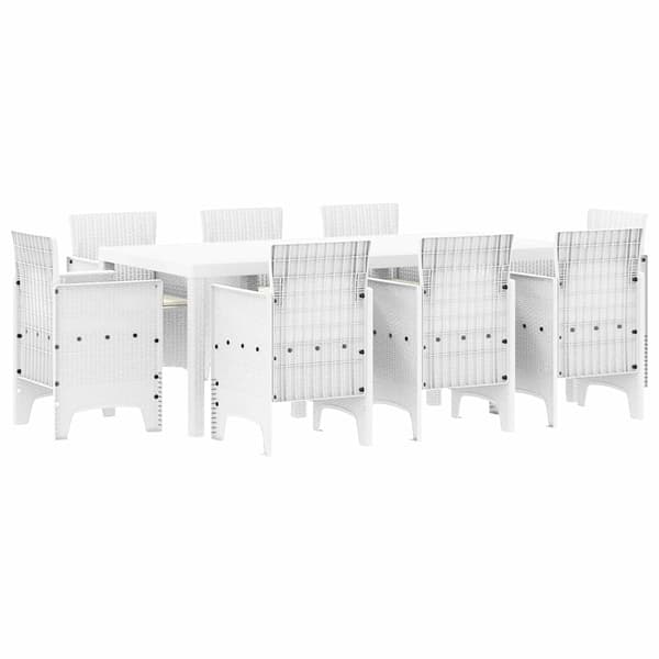 vidaXL Have Spisebordssæt 9 pcs Hvid Polypropylen