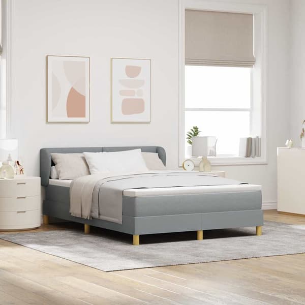 vidaXL Box spring seng med madras Lysegrå 140 x 190 cm Stof