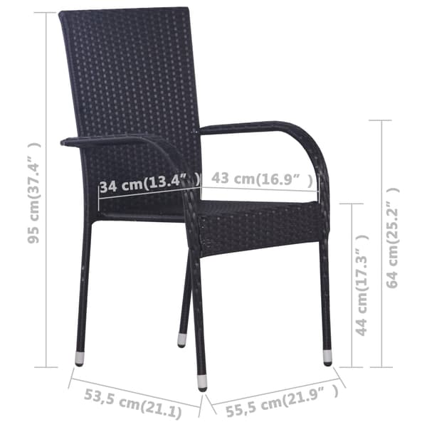 vidaXL havestole 6 stk. stabelbare polyrattan sort