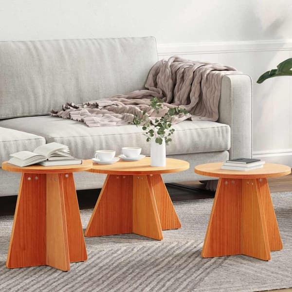 vidaXL Sofabord 3 pcs Voks brun