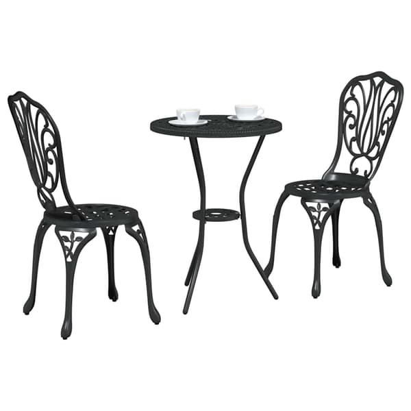 vidaXL Have Bistro Sæt 3 pcs Sort Aluminium