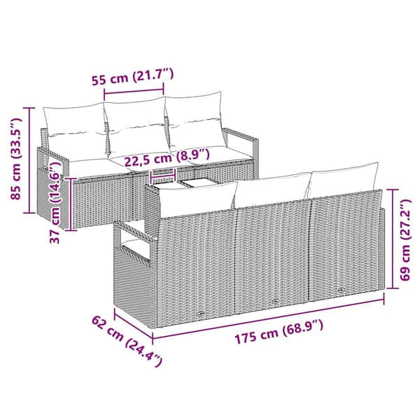 vidaXL Sofa Sæt 7 pcs Sort og Cream polyrattan