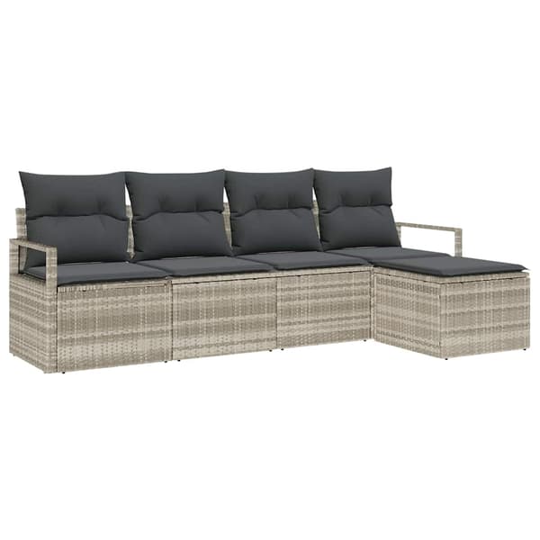 vidaXL Sofa Sæt med pude 5 pcs Lysegrå polyrattan