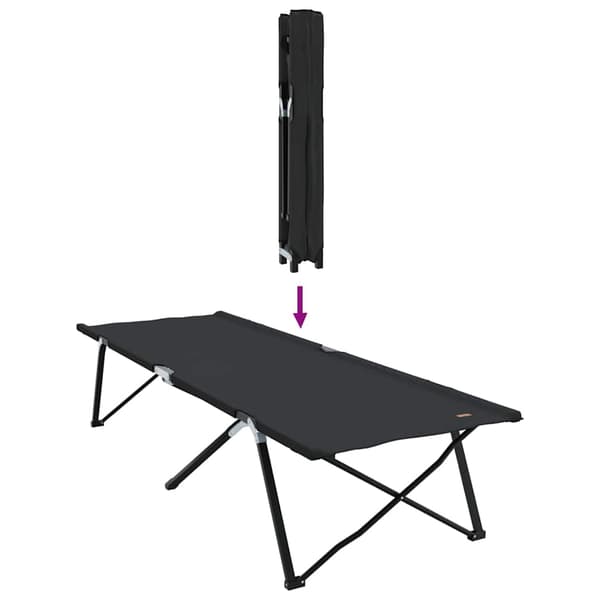 vidaXL Foldende Camping Seng 2 pcs Sort 206 x 76 x 74 cm