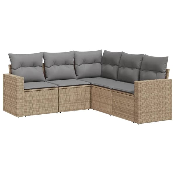 vidaXL sofasæt til haven 5 dele med hynder polyrattan beige