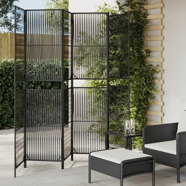 vidaXL rumdeler 6 paneler polyrattan sort