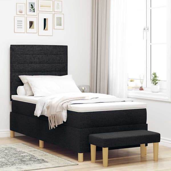 vidaXL Box spring seng med madras Sort 100 x 200 cm Stof