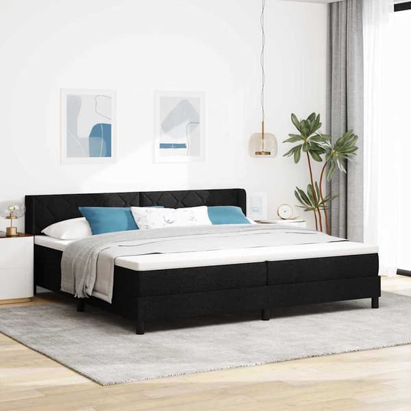 vidaXL Box spring seng med madras Sort 200 x 200 cm Polyester