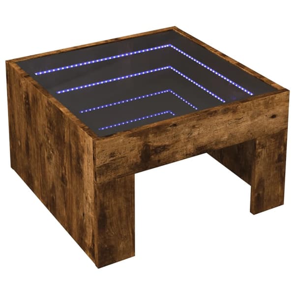 vidaXL sofabord med Infinity LED-lys 50x50x30 cm røget egetræsfarve