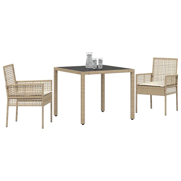 vidaXL Have Spisebordssæt 3 pcs Beige polyrattan