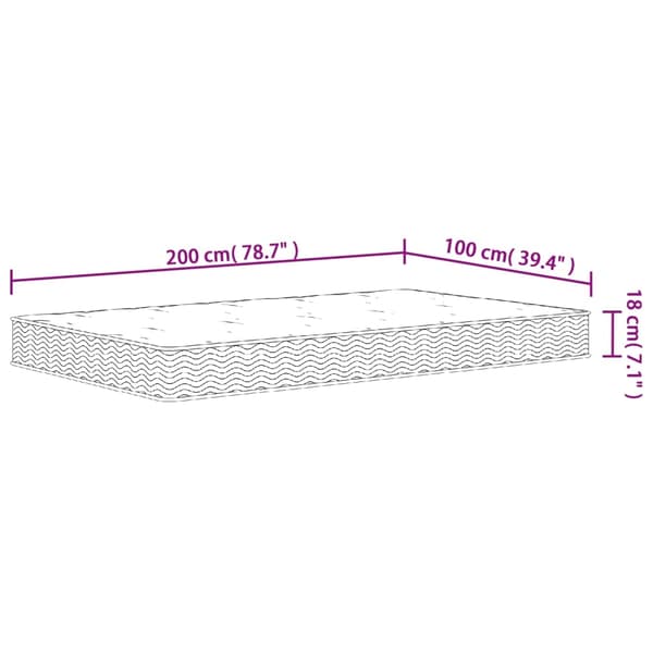 vidaXL springmadras med bonellfjedre 100x200 cm medium