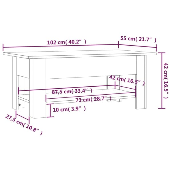 vidaXL sofabord 102x55x42 cm spånplade hvid