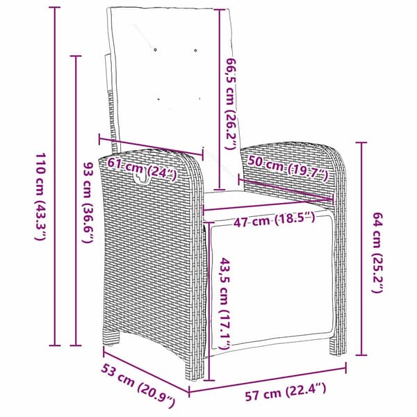 vidaXL Have Spisebordssæt 7 pcs Sort polyrattan