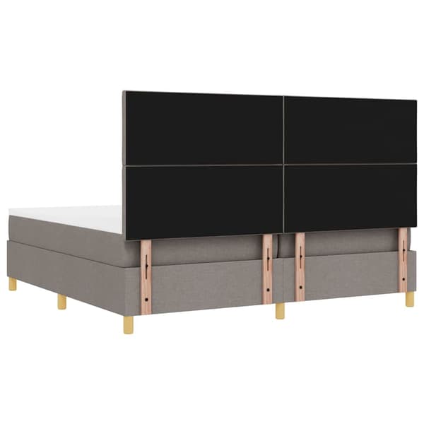 vidaXL LED Box Spring Bed med madras Gråbrun 200 x 200 cm Stof