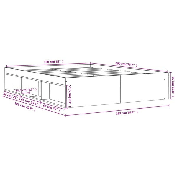 vidaXL sengeramme 160x200 cm røget egetræsfarve