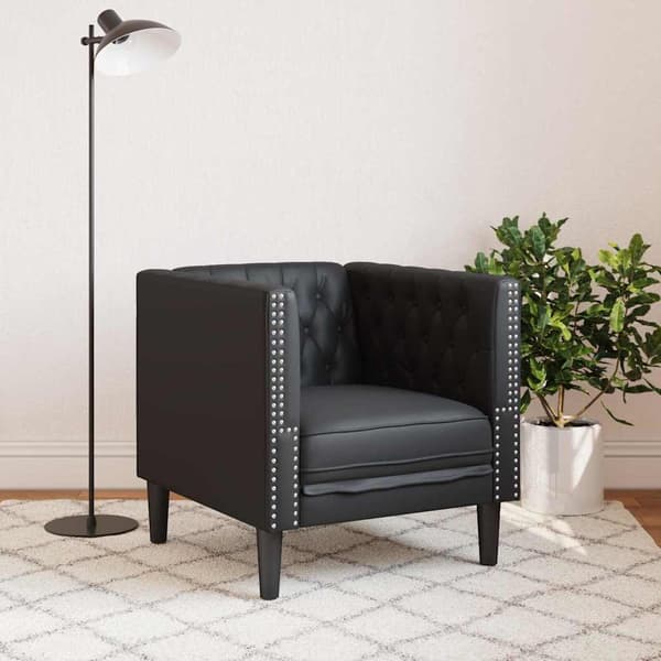 vidaXL Sofa Sort 74,5 x 71 x 70,5 cm PVC