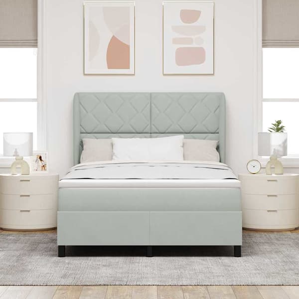 vidaXL Box spring seng med madras Lysegrå 200 x 140 cm Polyester