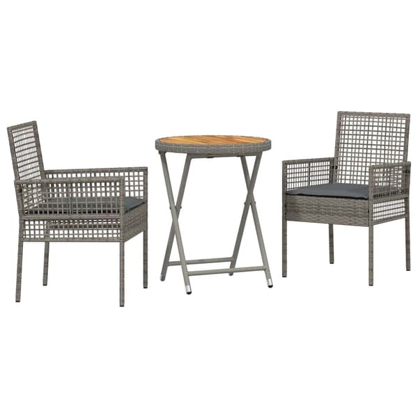 vidaXL Have Bistro Sæt 3 pcs Grå polyrattan