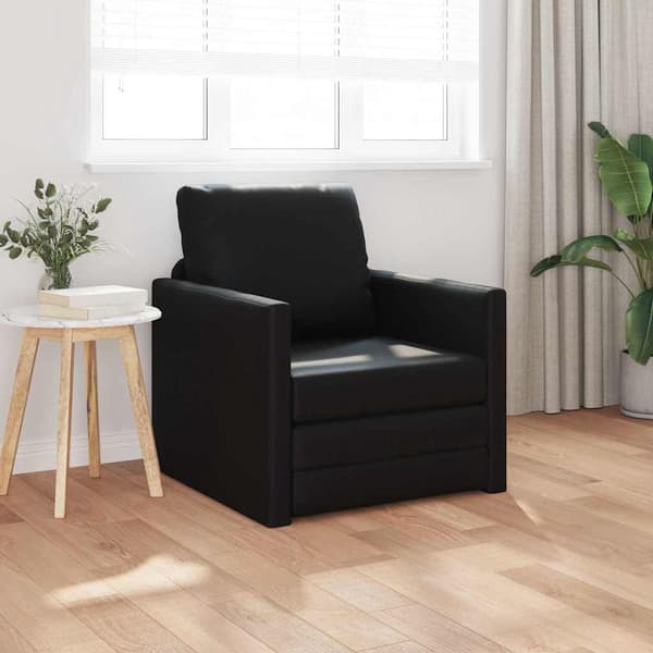 vidaXL Sovesofa 60cm Sort Kunstlæder