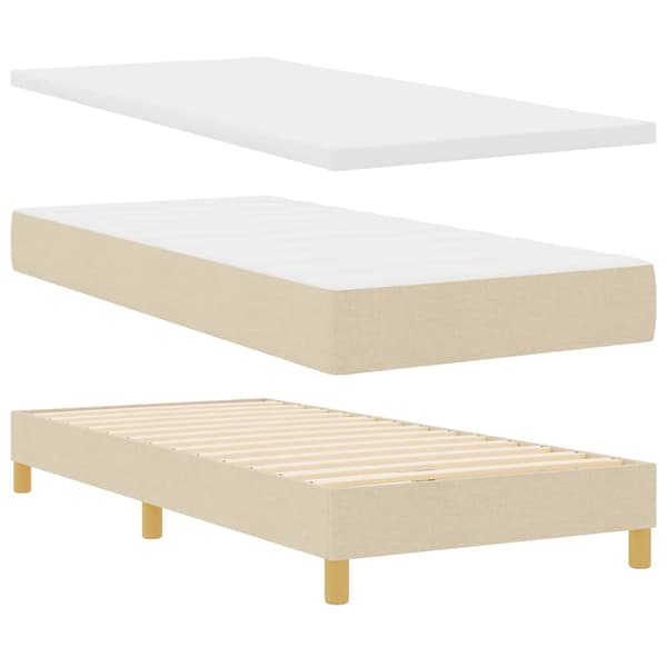 vidaXL Box spring seng med madras Creme 90 x 190 cm Stof
