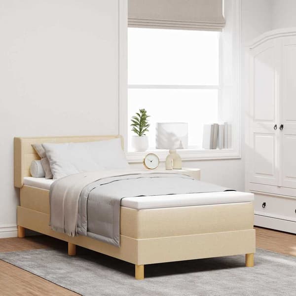 vidaXL Box spring seng med madras Creme 200 x 100 cm Polyester