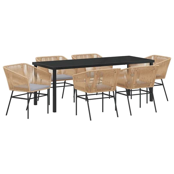 vidaXL Have Spisebordssæt 7 pcs Brun Poly rattan