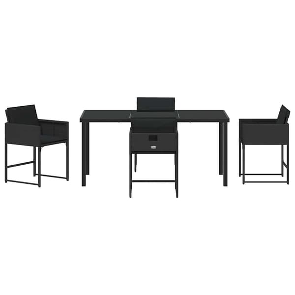 vidaXL Have Spisebordssæt 5 pcs Sort polyrattan