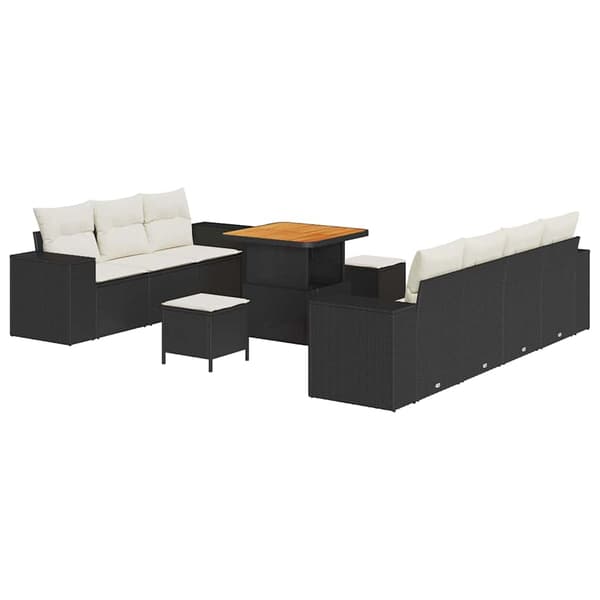 vidaXL Havesofa Sæt 10 pcs Sort polyrattan