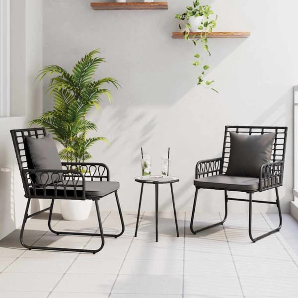 vidaXL Have Spisebordssæt 3 pcs Sort og Anthracit polyrattan