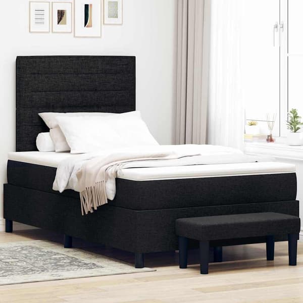vidaXL Box spring seng med madras Sort 120 x 190 cm Stof