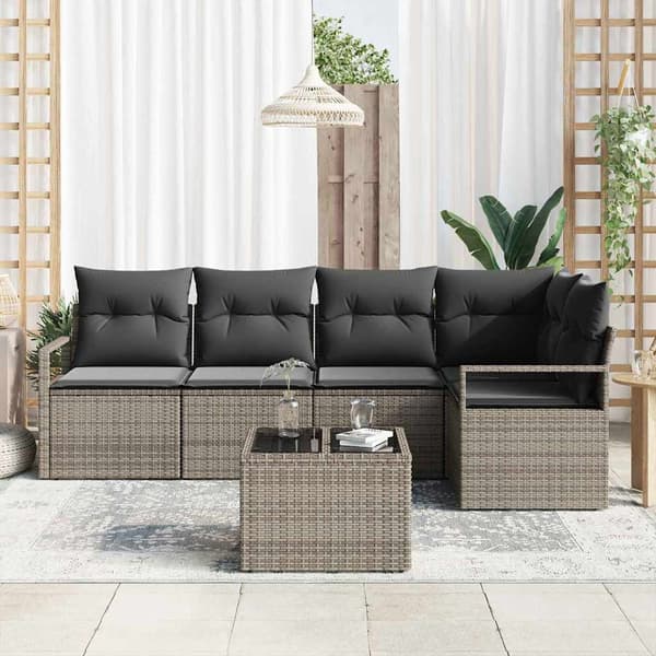 vidaXL Sofa Sæt 6 pcs Grå polyrattan
